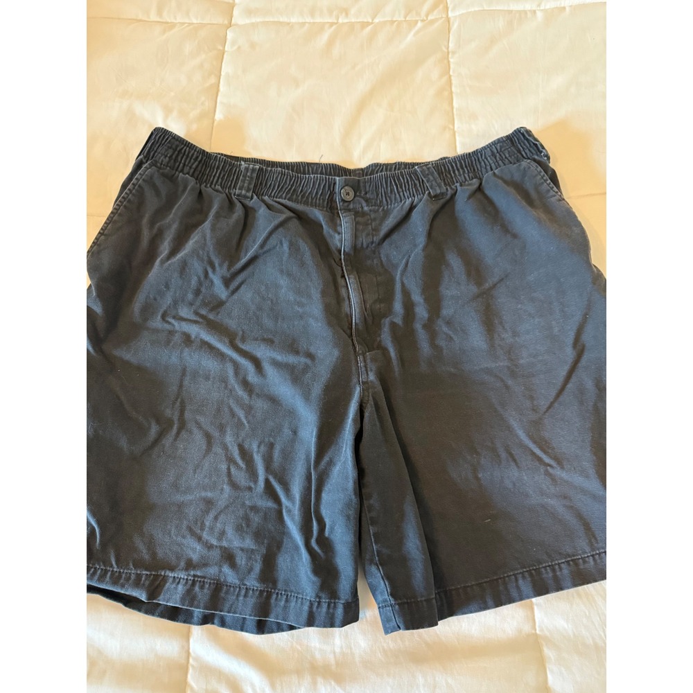 Harbor Bay Mens 1XL Black Cotton Elastic Waist Chino Shorts Casual Big & Tall